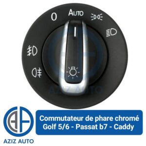 commutateur de phare golf 5/6 jetta caddy passat chromé