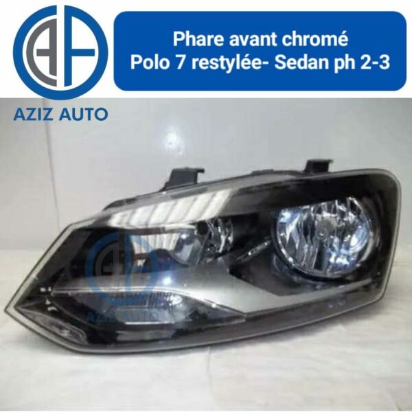 phare polo 7 restyle sedan ph 2/3 fond chromee